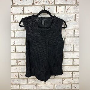 Vintage Express | Black Crochet Sleeveless Top